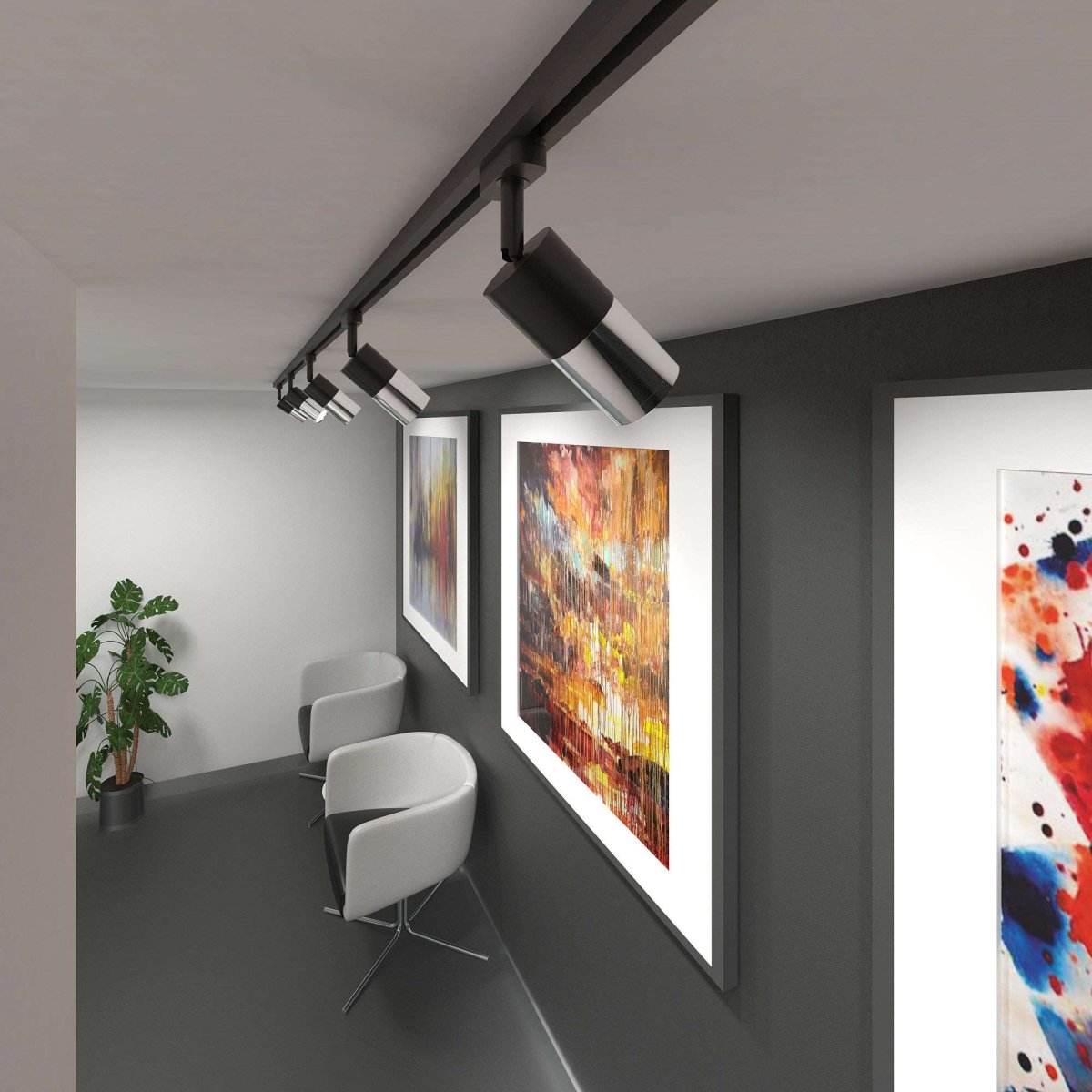 Трековые светильники в спальне