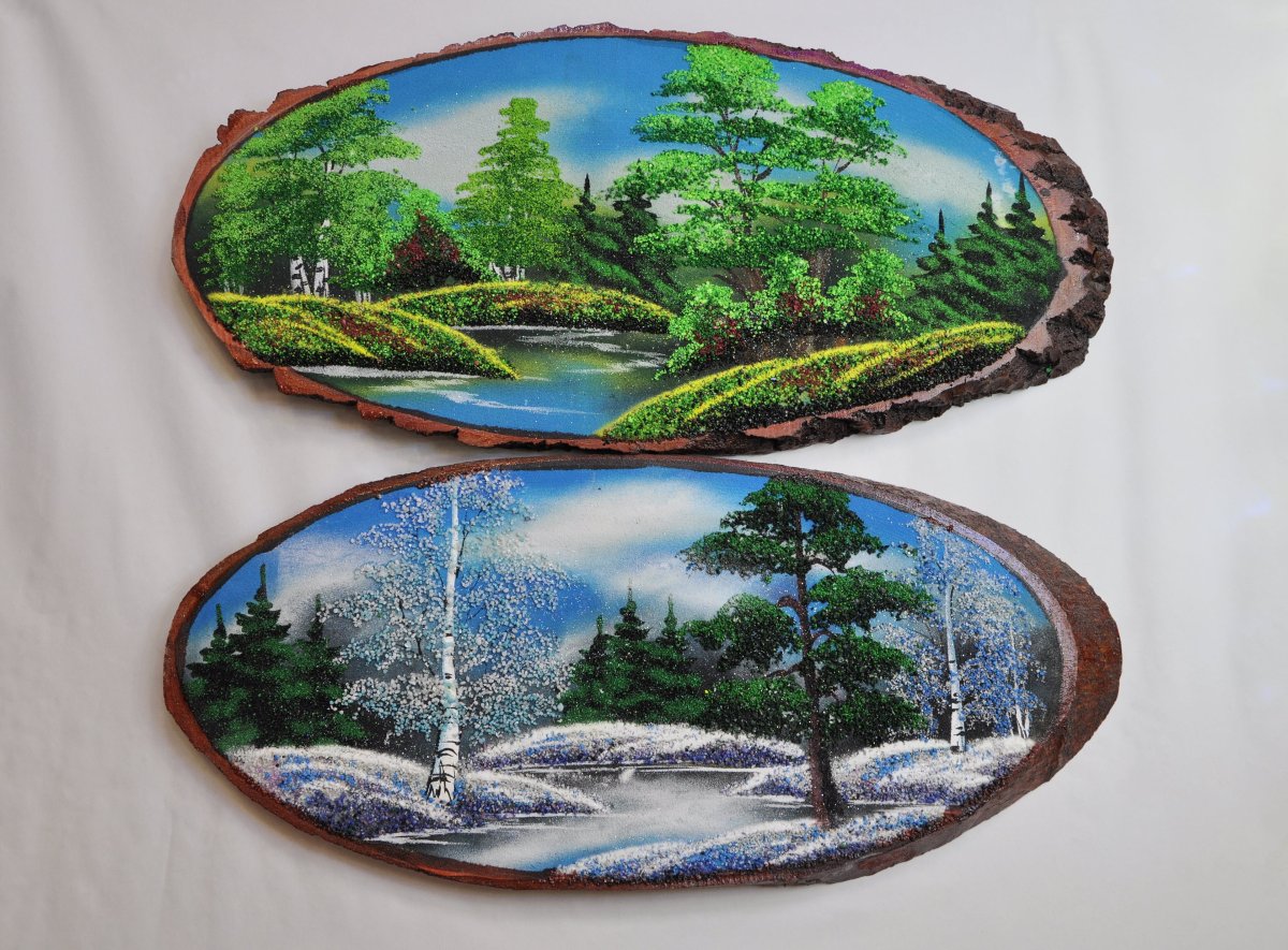 Живопись на спиле дерева