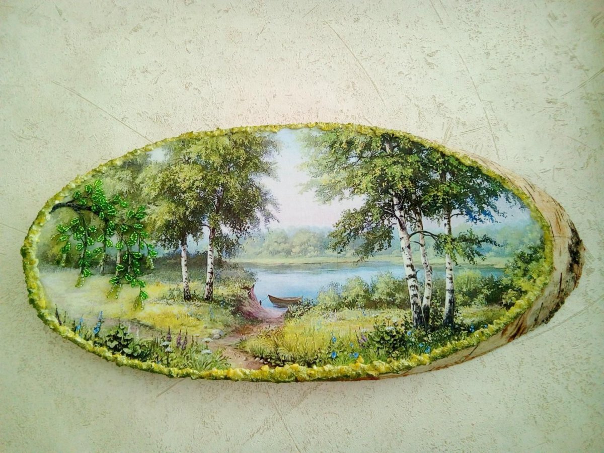 Картины на спиле дерева