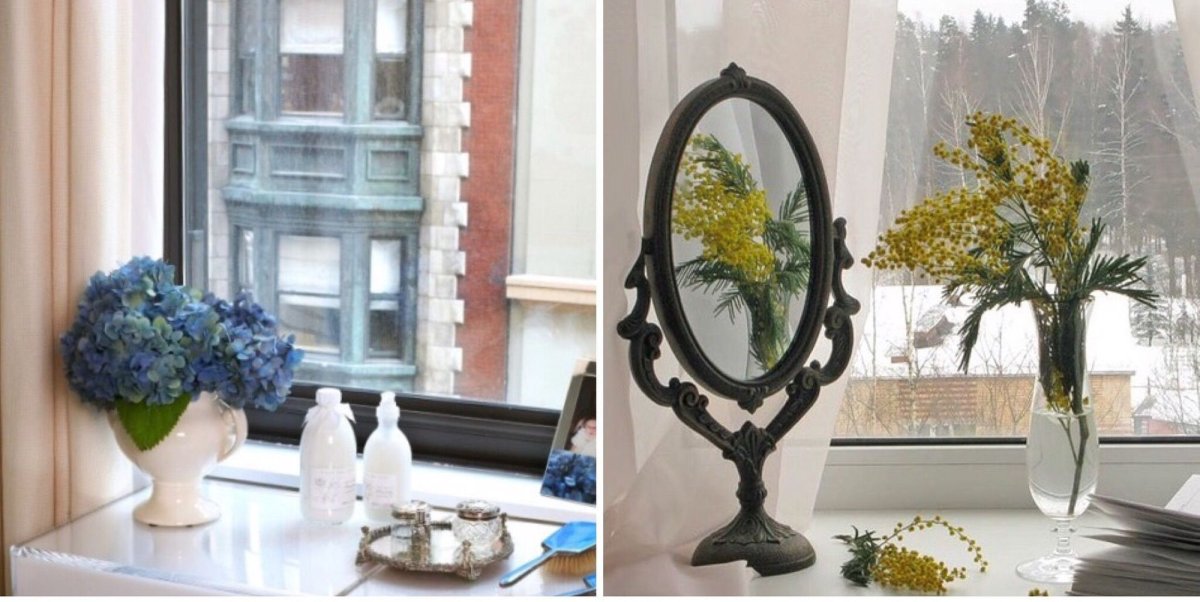 Красивый подоконник с цветами