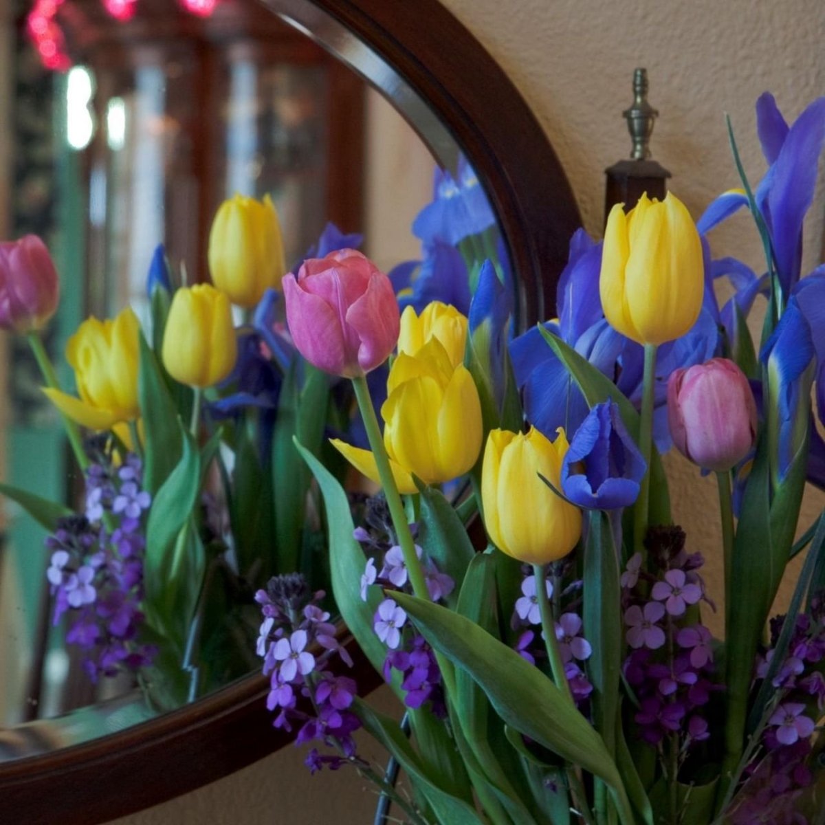 Фиолетовые тюльпаны на окне