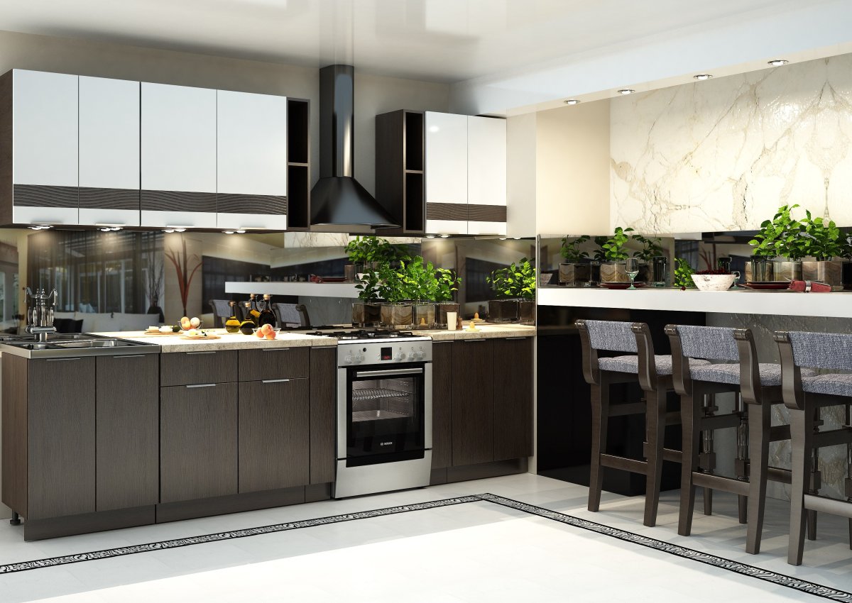 Кухня в коричневом цвете