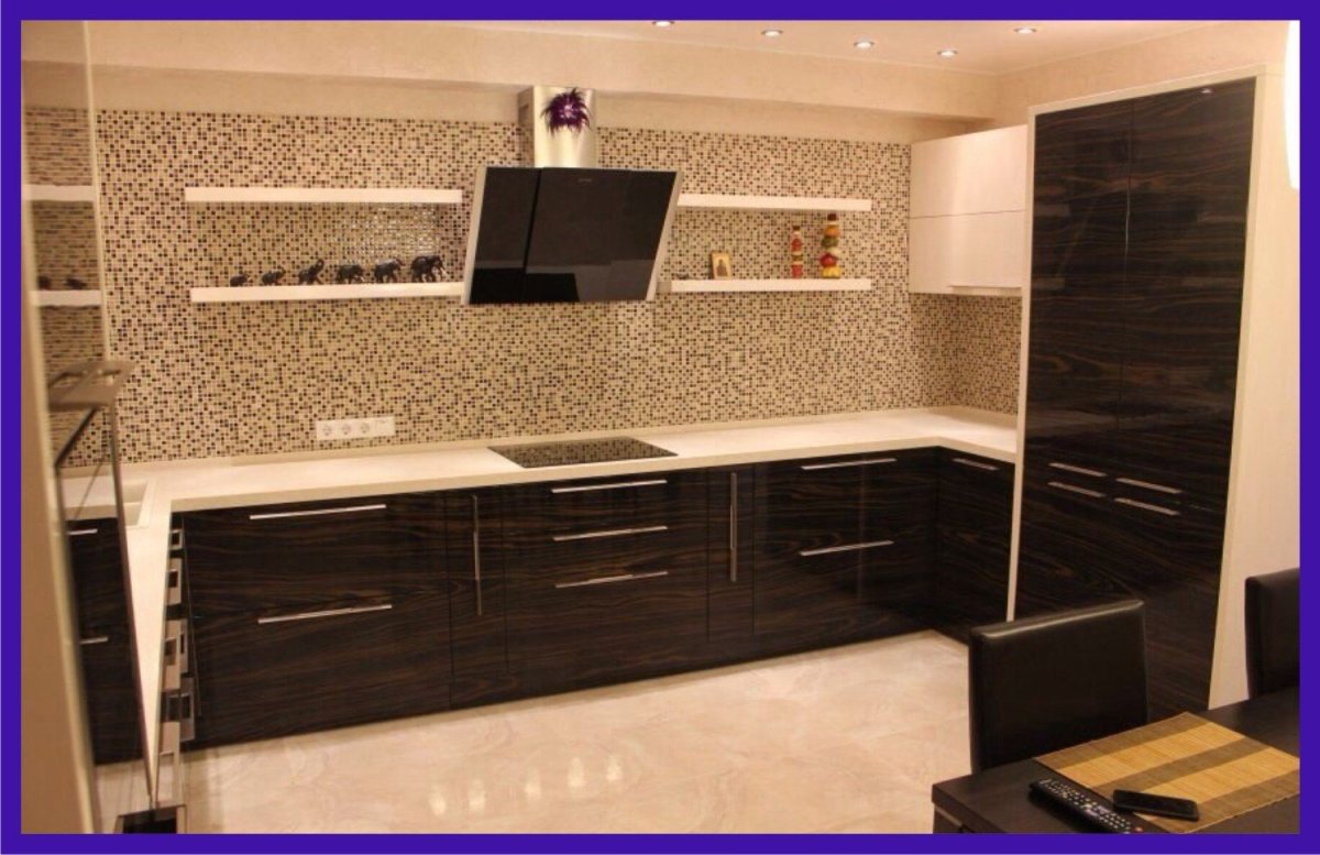 Кухни белый верх темный низ прямые