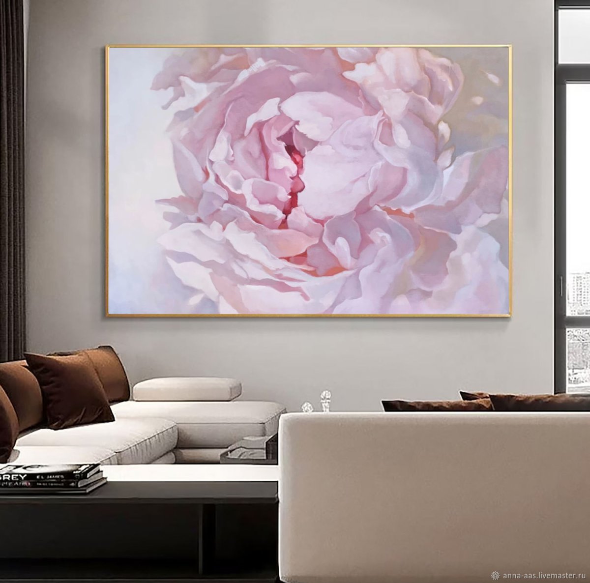 Картины с пионами в интерьере