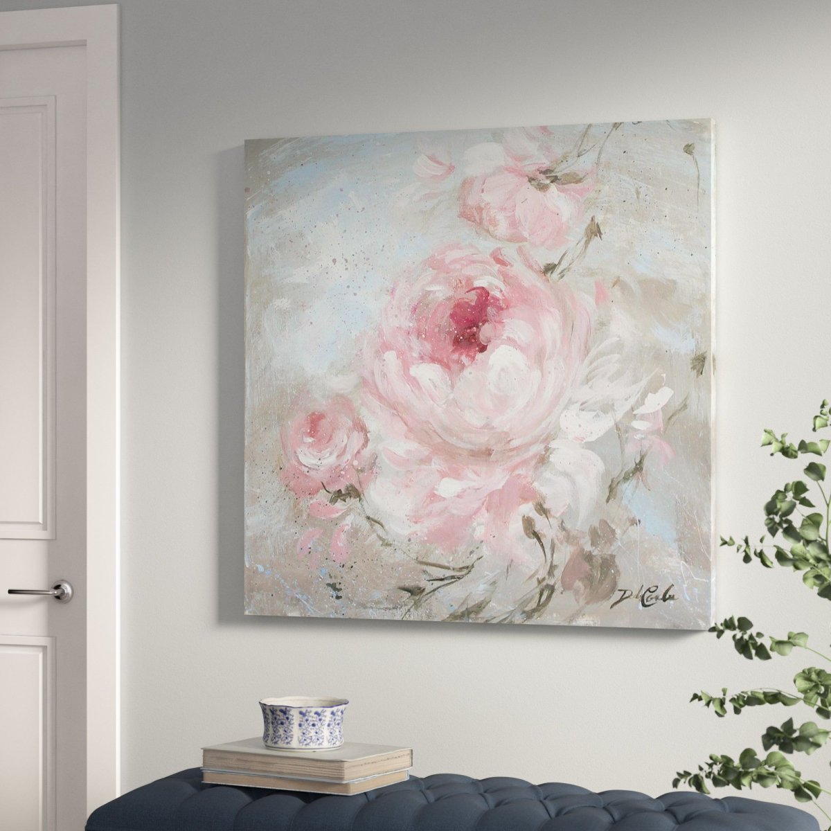 Розовая картина в интерьере