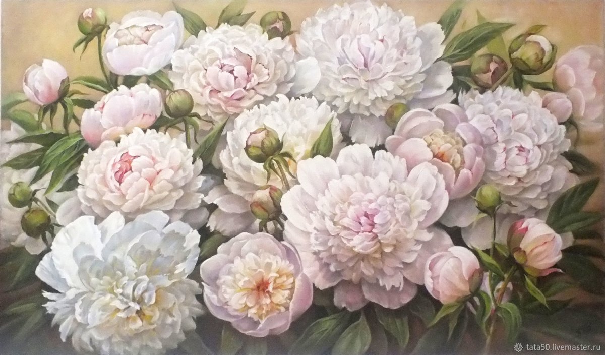 Панно с пионами на стену