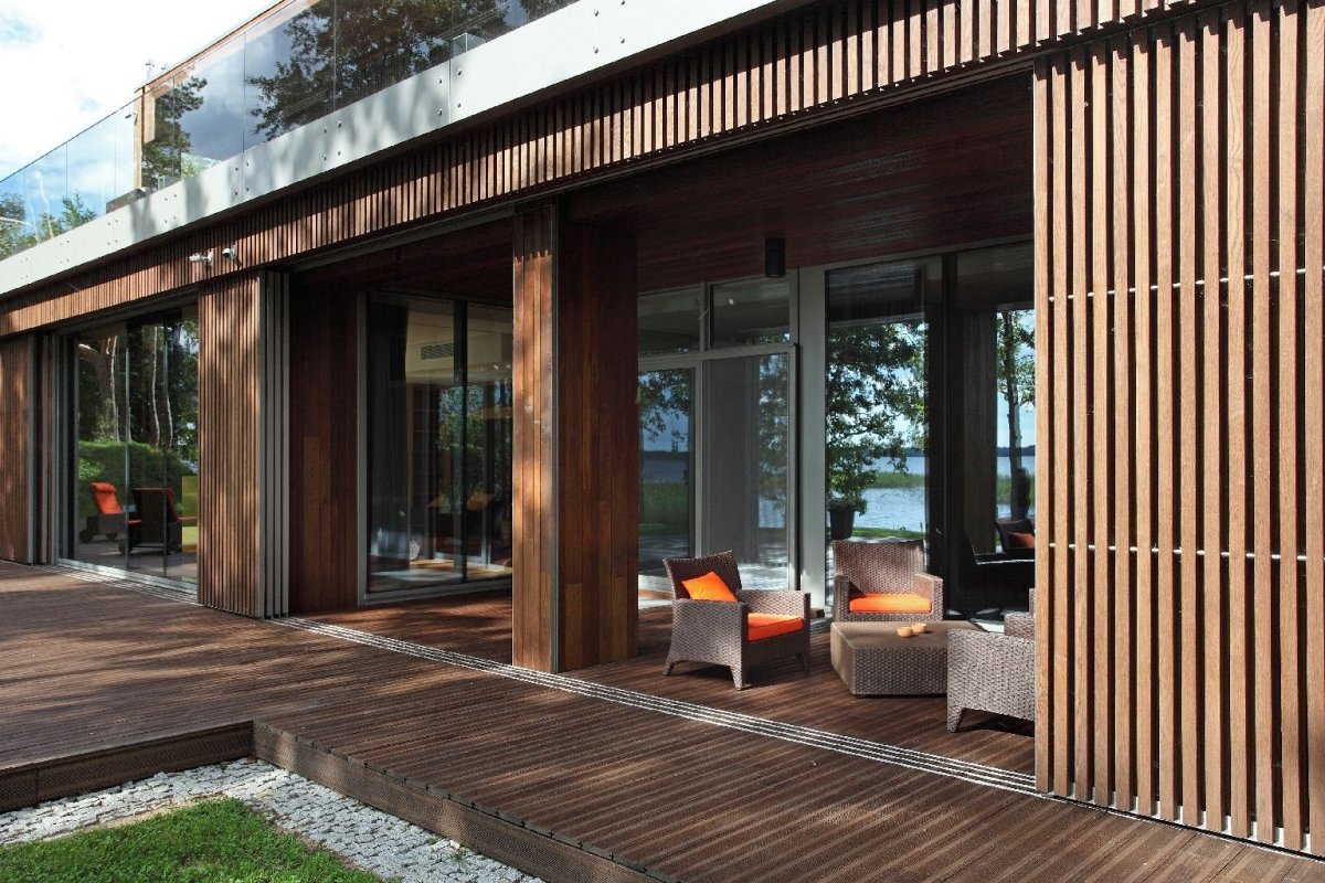 Отделка фасада деревом