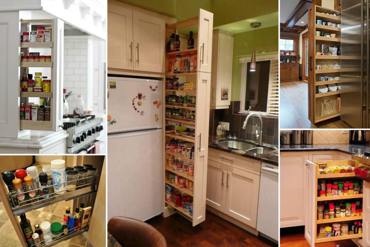 Узкая выдвижная Этажерка на колесах для кухни