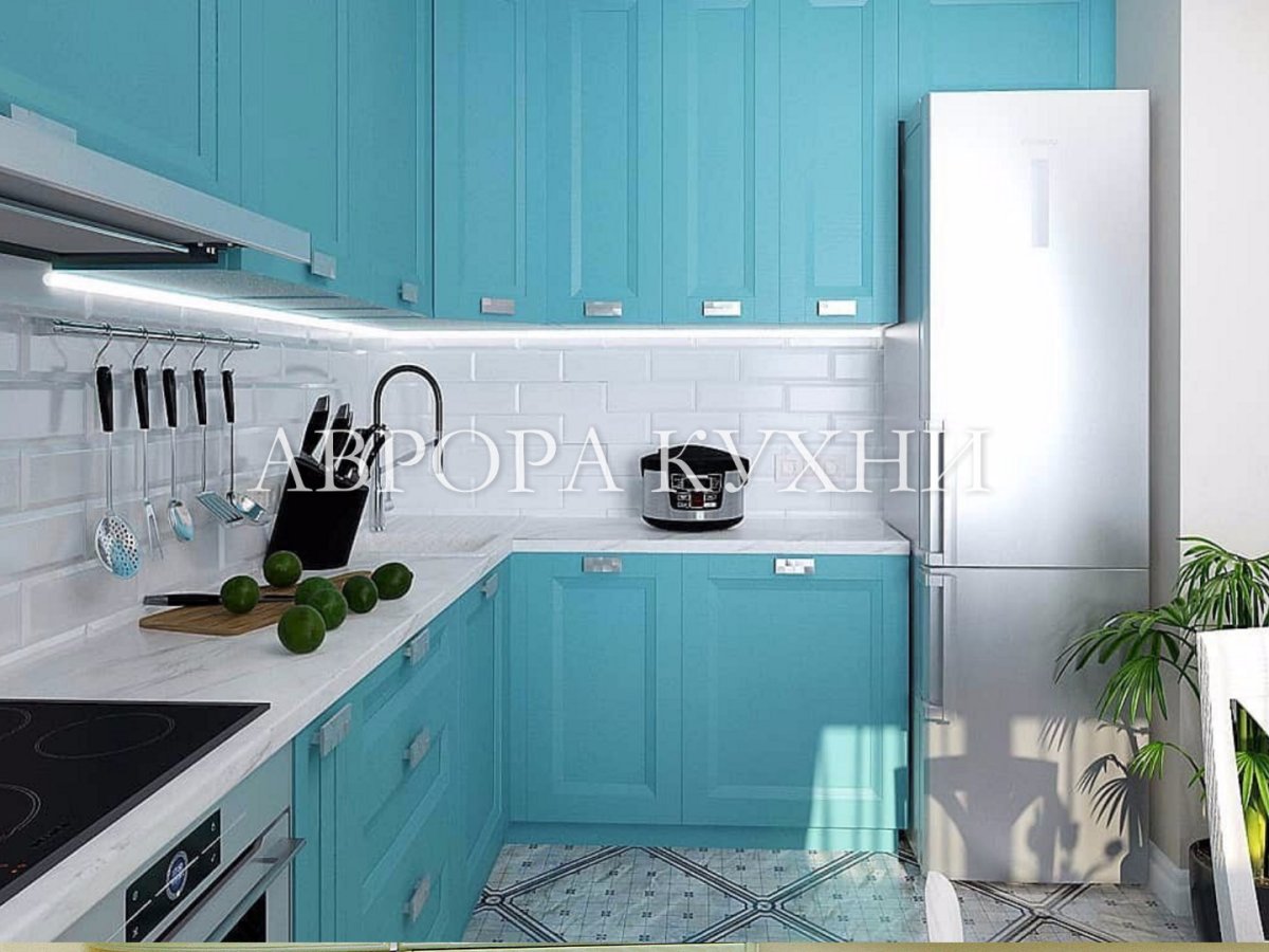 Фартук для бело-бирюзовой кухни