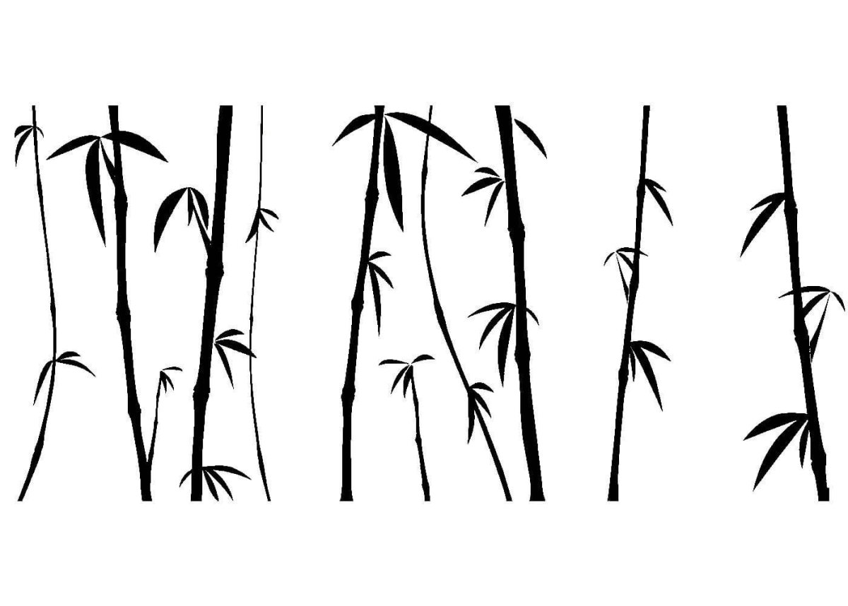 Трафарет бамбука на стену