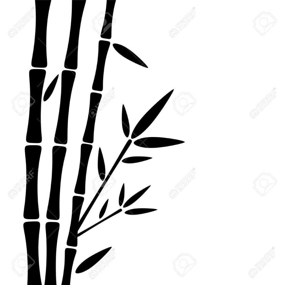 Рисование бамбука через трафарет