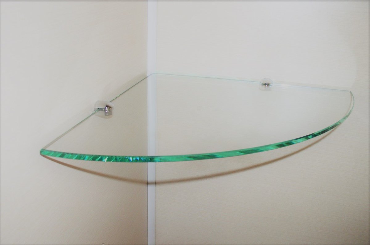 Стеклянная полка угловая 35х35