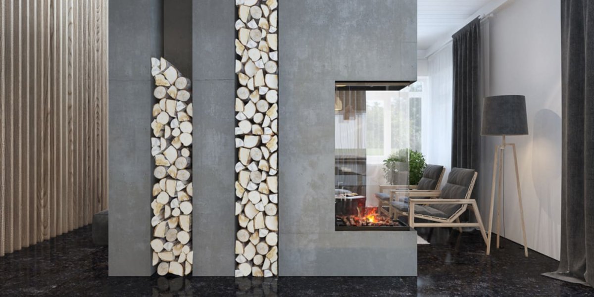 Природный камень в гостиной