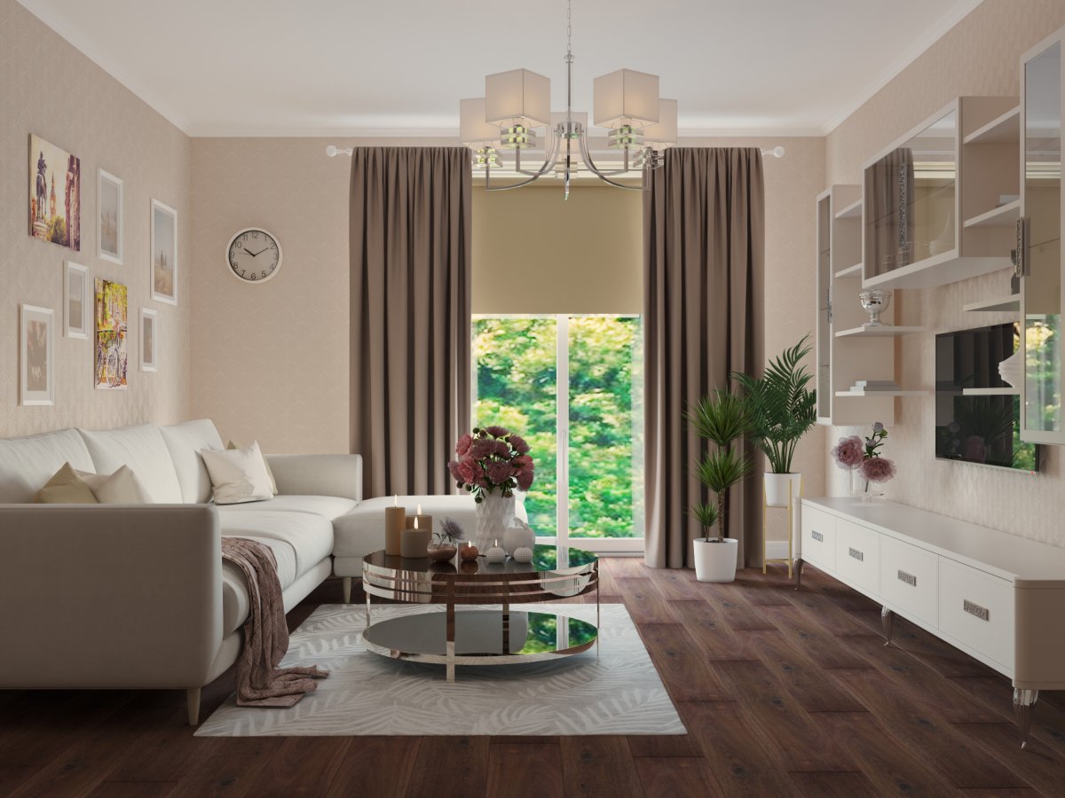 Гостиная в кремовых тонах