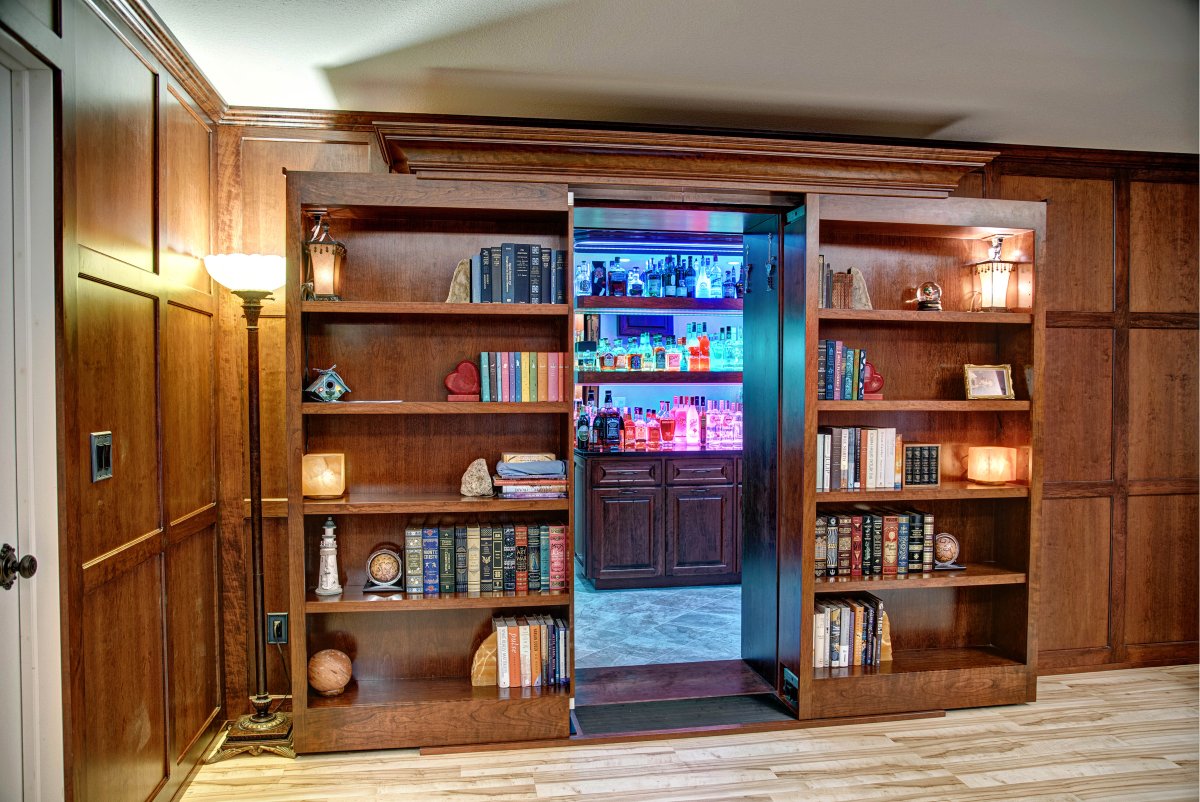 Потайные двери под книжный шкаф