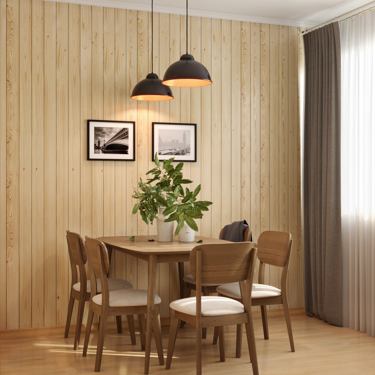 Стена из вагонки в интерьере кухни