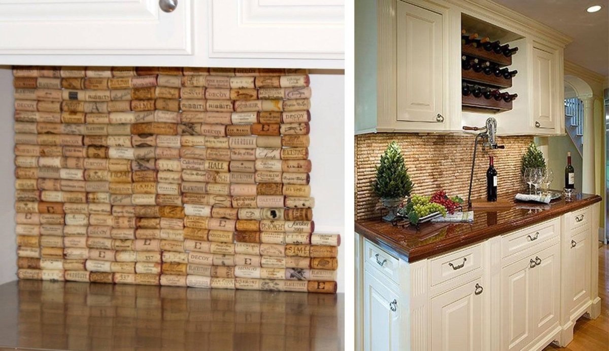 Фартук из пробки на кухне