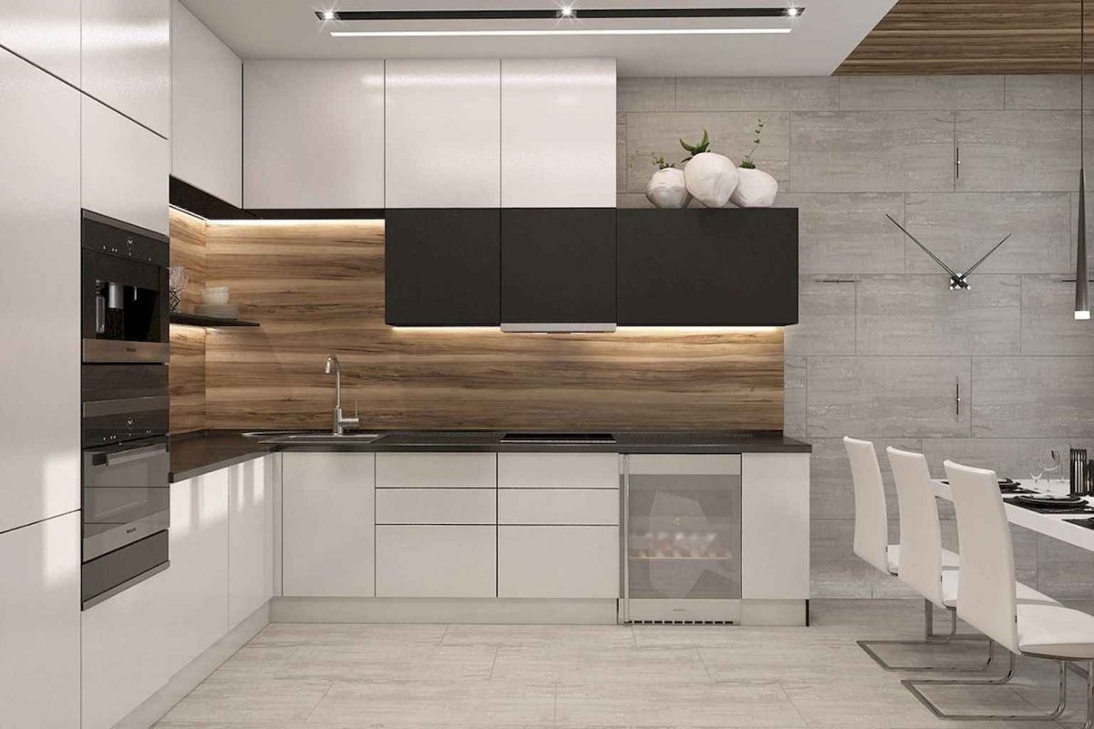 Икеа белая кухня с деревянной столешницей 2100