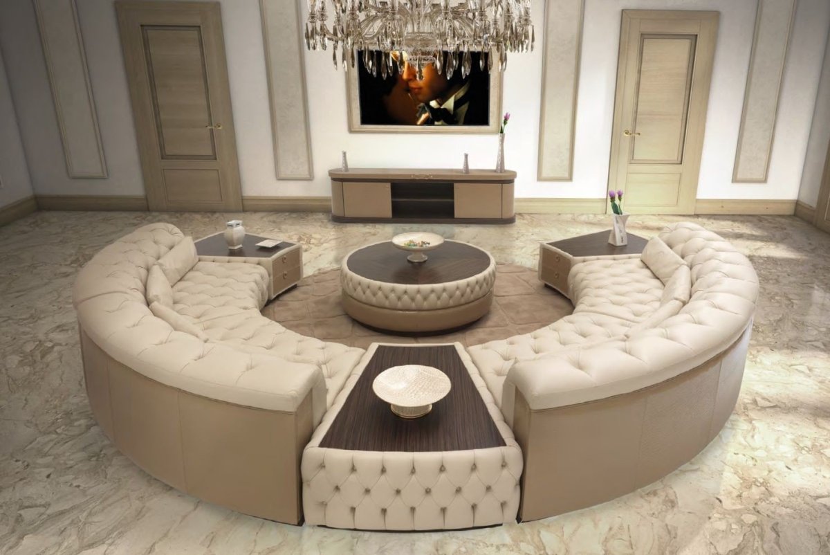 Полукруглый диван кожаный