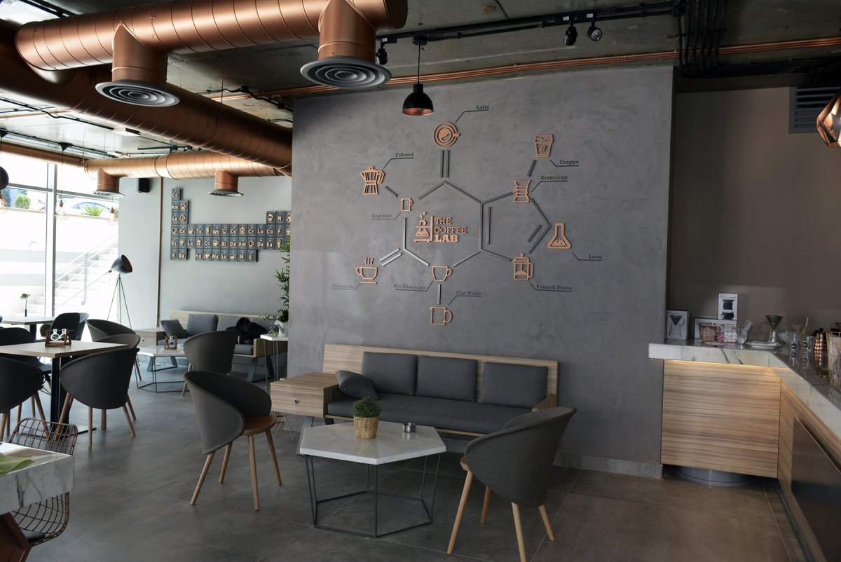 Современный интерьер кафе чашка