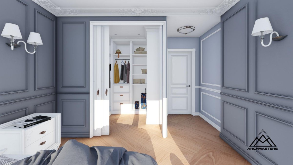 Крашеные стены с молдингами