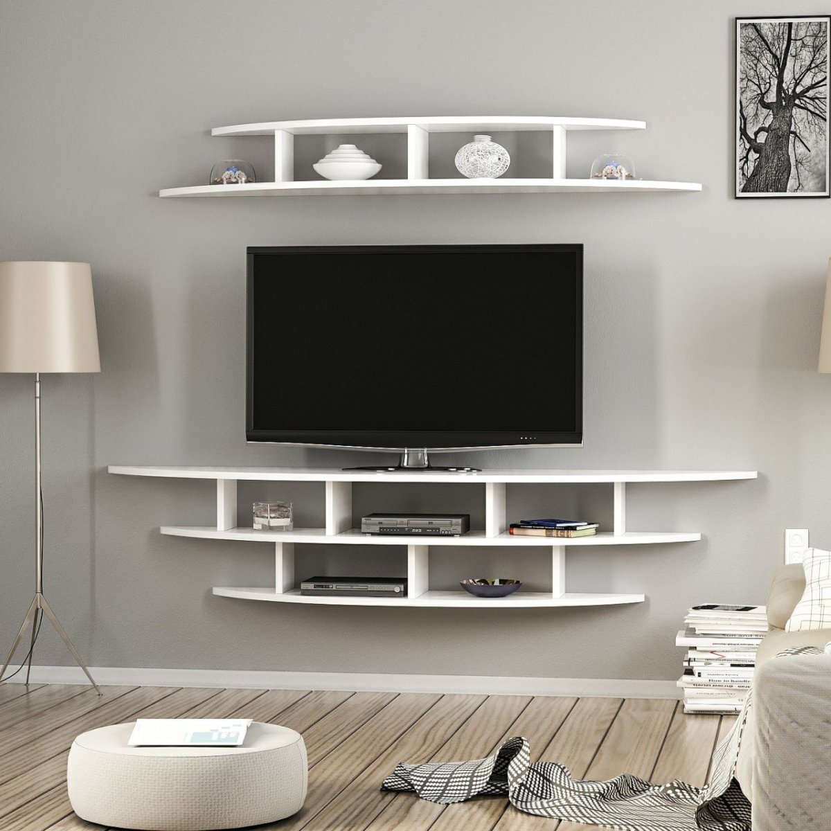 Декор полочек в гостиной