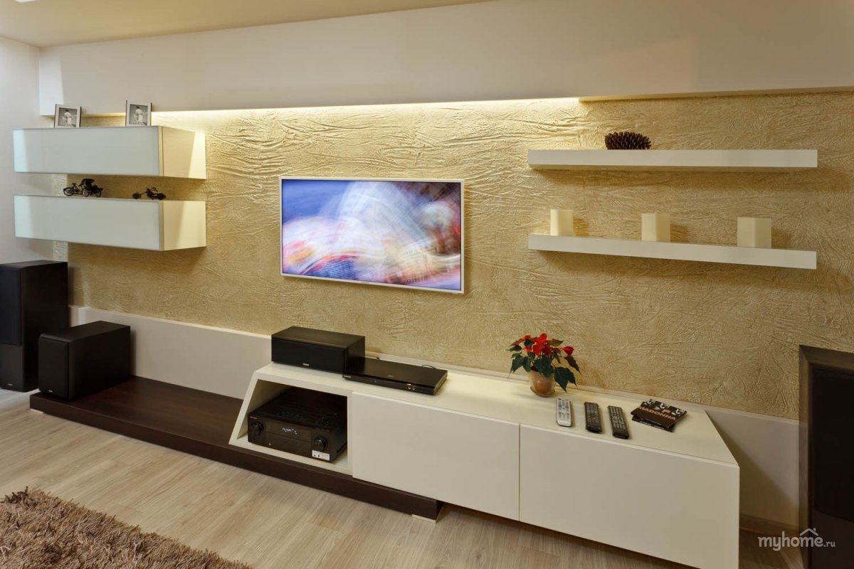 Полки вокруг телевизора