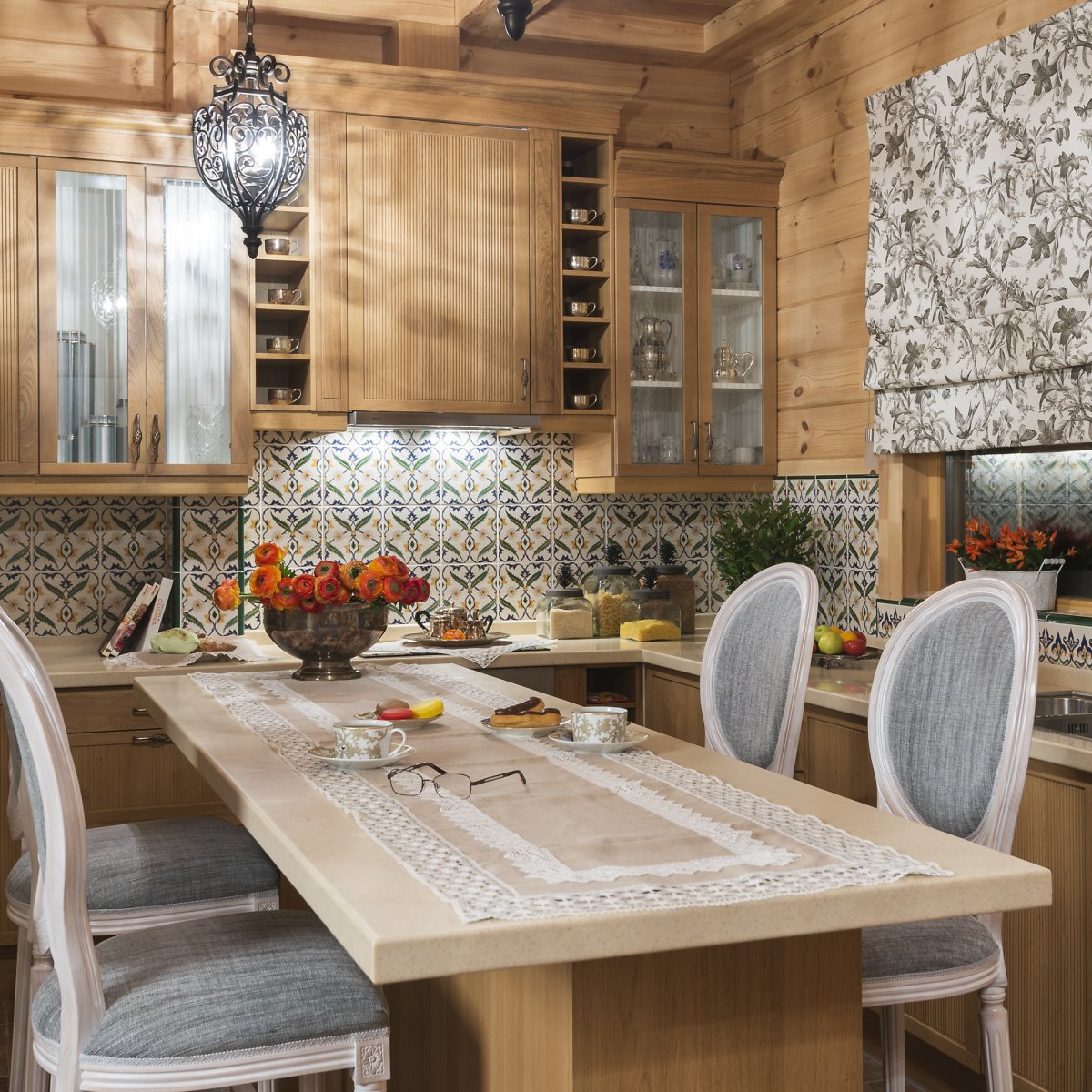 Белая вагонка на кухне