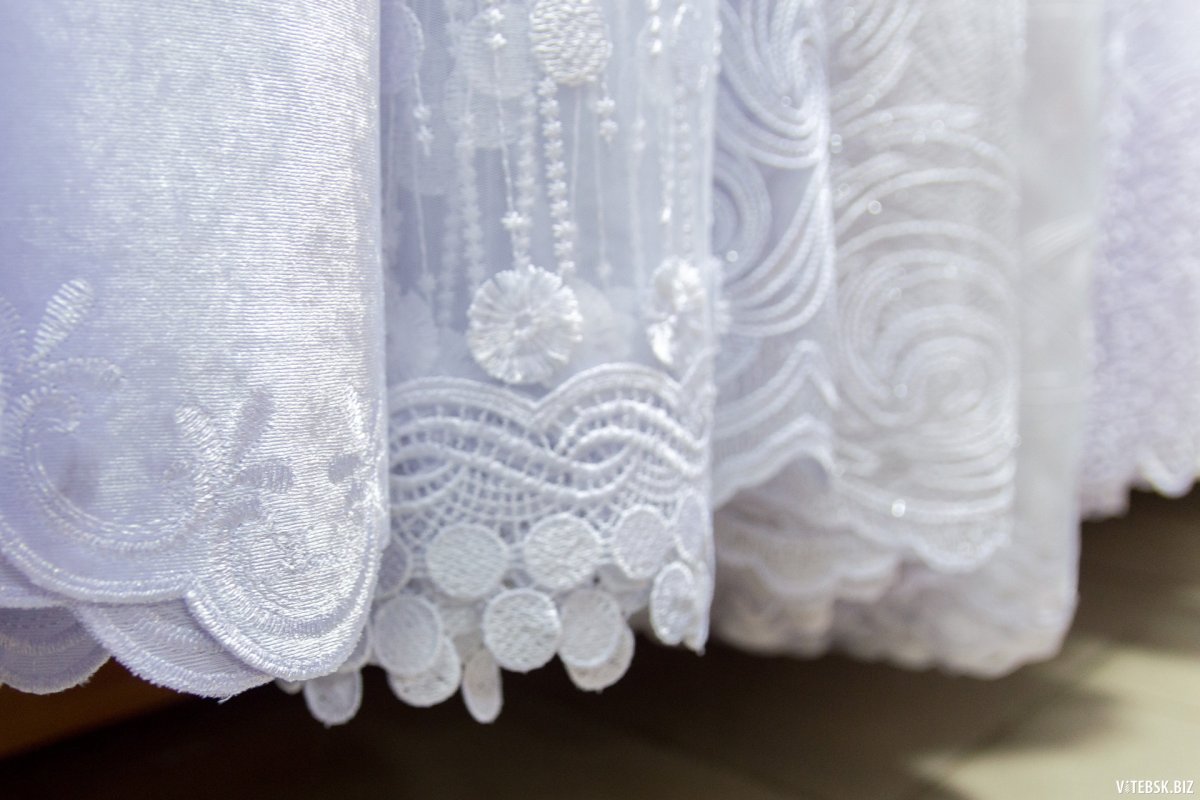 Тюль белая в полоску