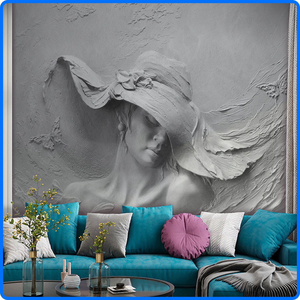 Фотообои флизелиновые Design Studio 3d барельеф женщина в шляпе 3х2.7м