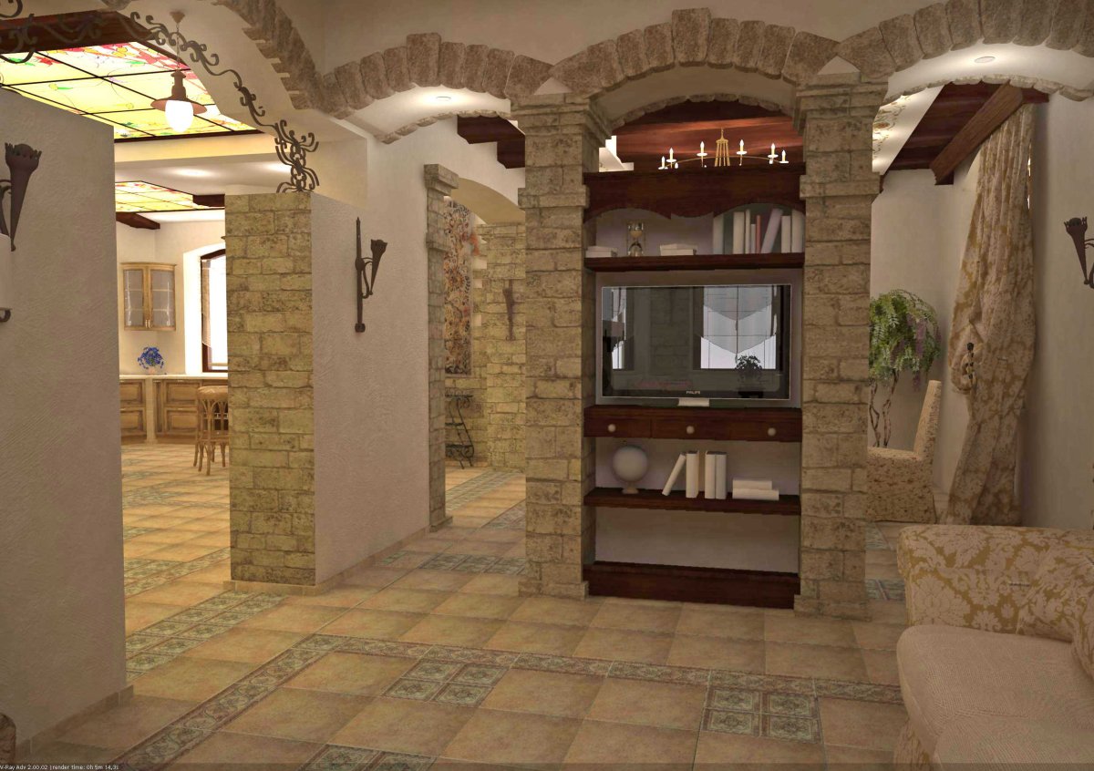 Арка отделанная камнем