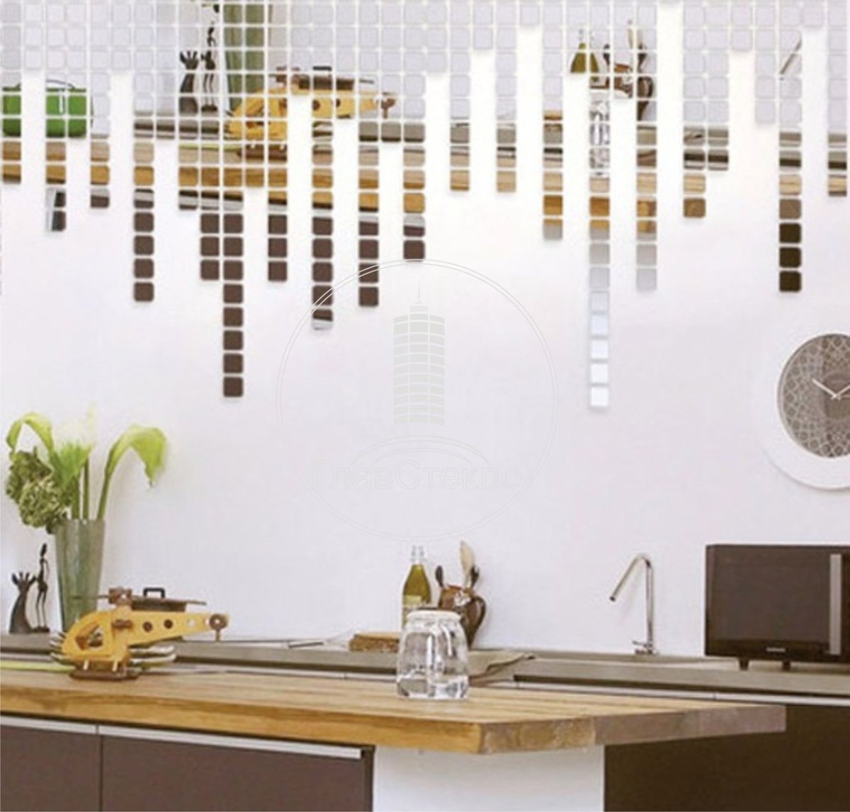 Зеркальная мозаика в интерьере