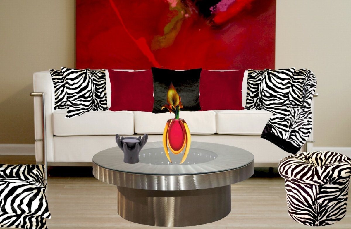 Обои Зебра в интерьере гостиной