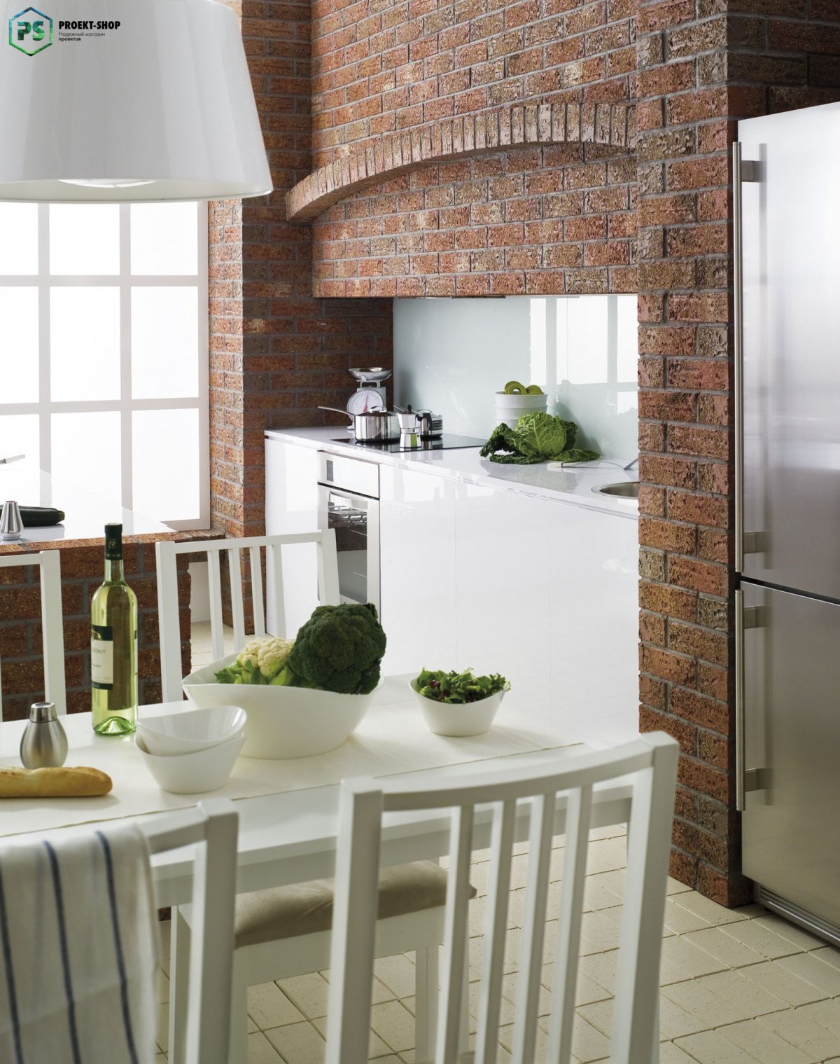 Отделка кухни декоративным кирпичом