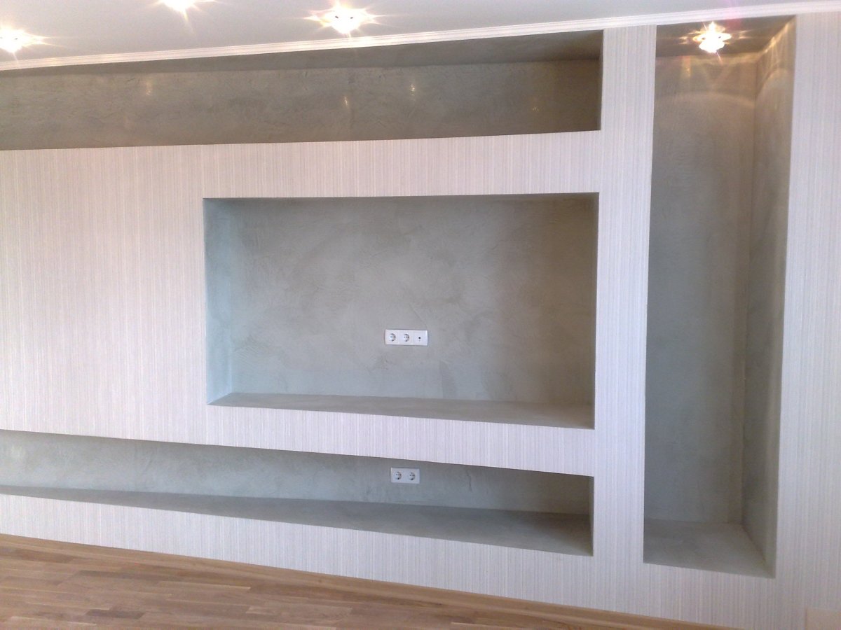 Ниши из гипсокартона в гостиной с подсветкой