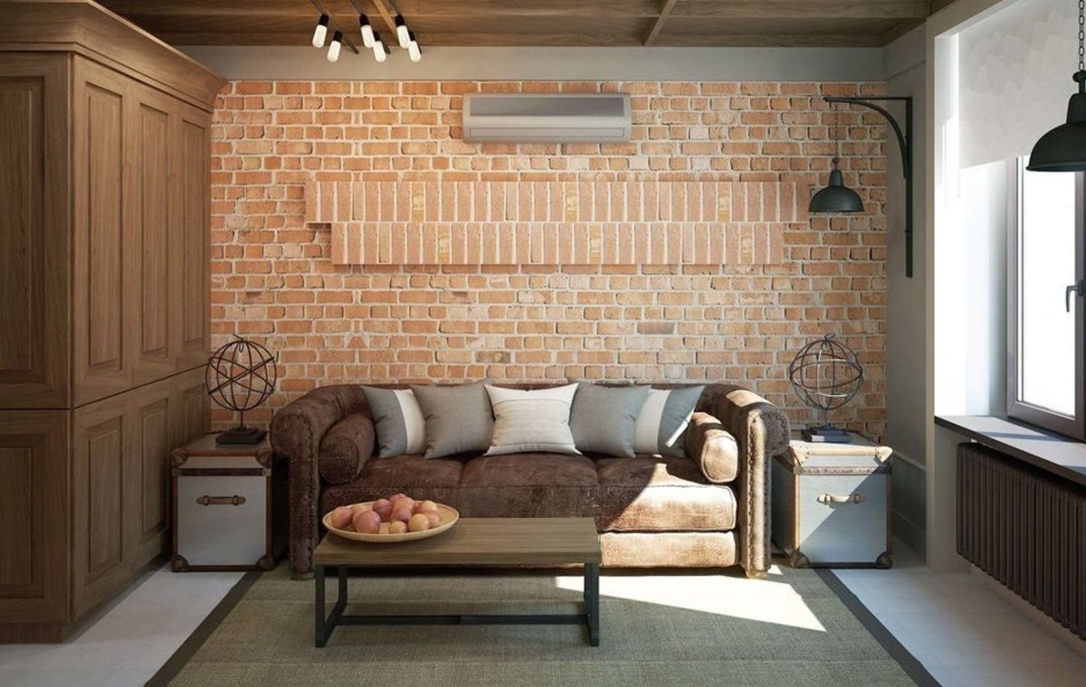 Комната с деревянной стеной