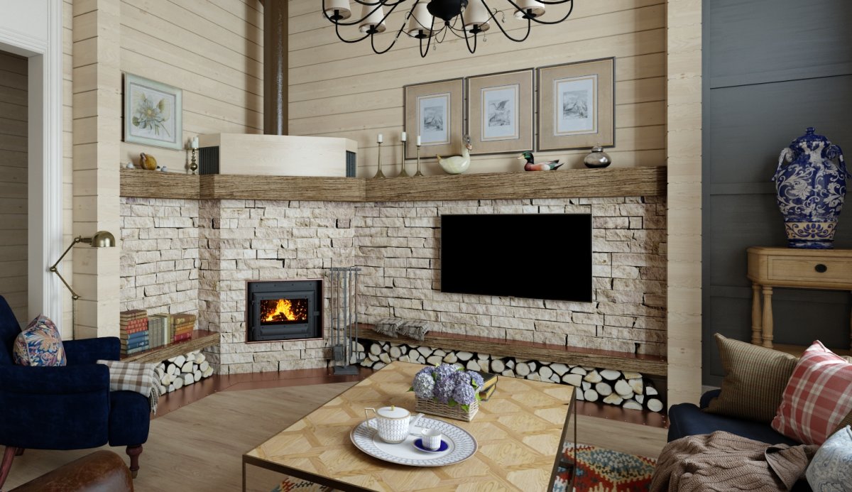 Интерьер гостиной лофт