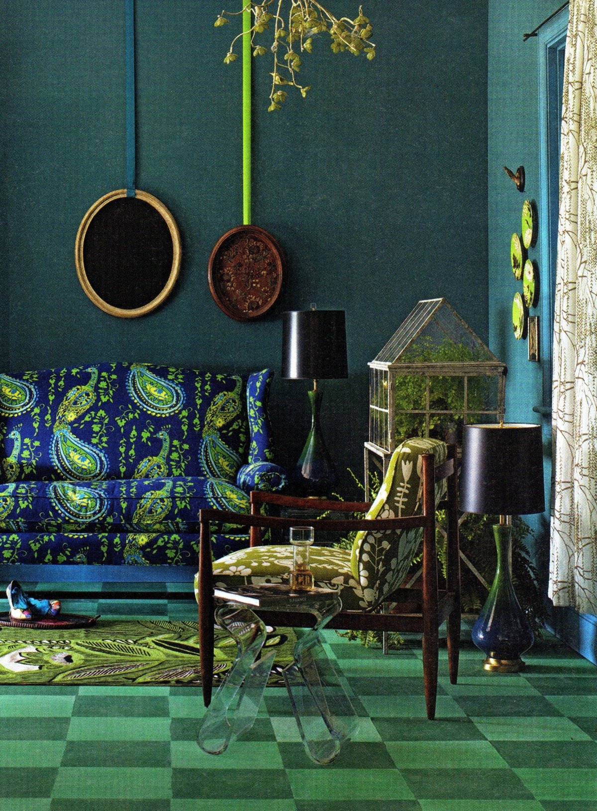 Сине-зеленый цвет в интерьере