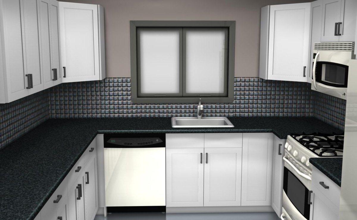 Черно белый фартук для кухни из плитки