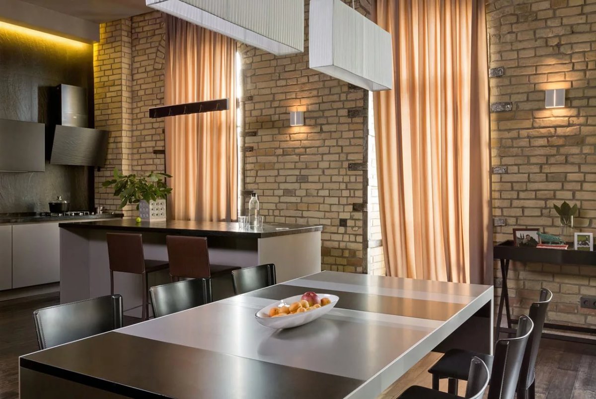 Шторы в кафе в стиле лофт