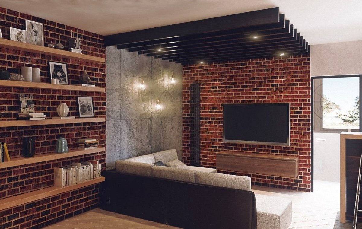 Стенка из декоративного кирпича