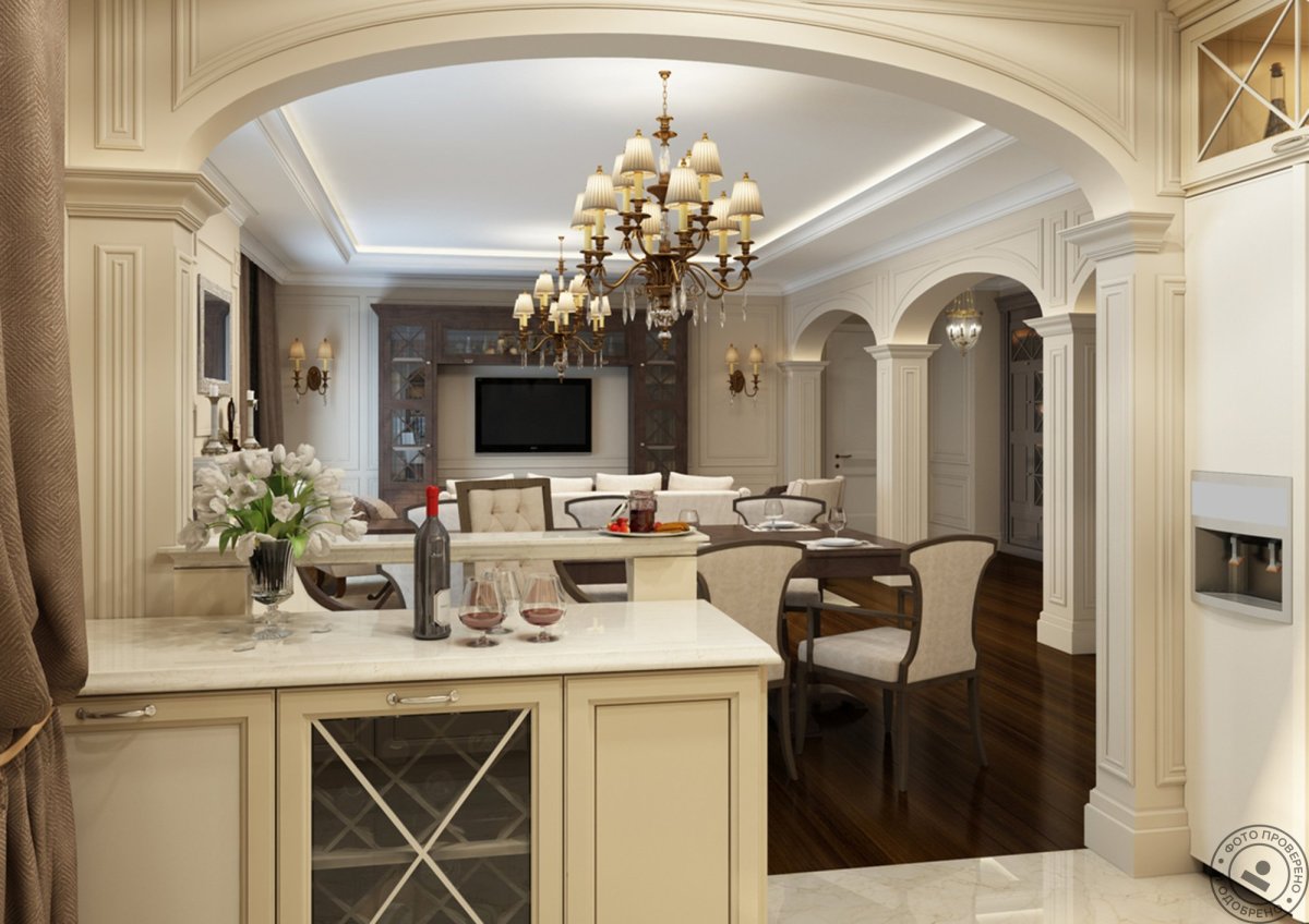 Классический интерьер маленькой кухни