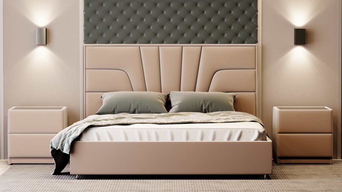 Бежевый интерьер спальни