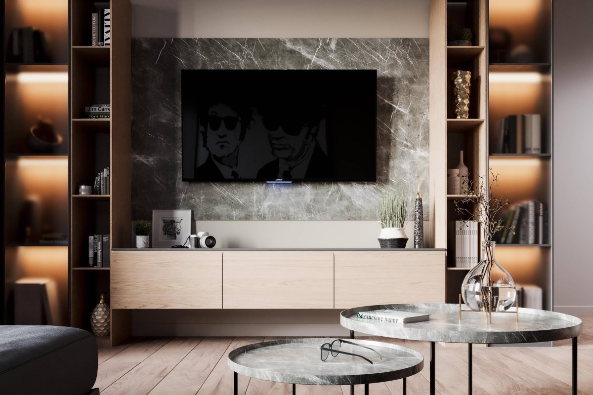 Дизайнерская стена под телевизор