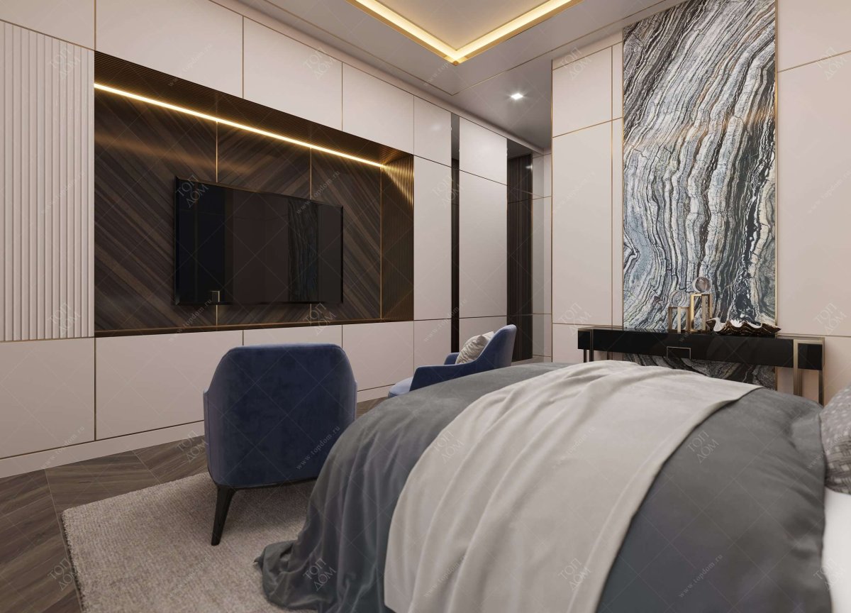 Мраморная стена в гостиной