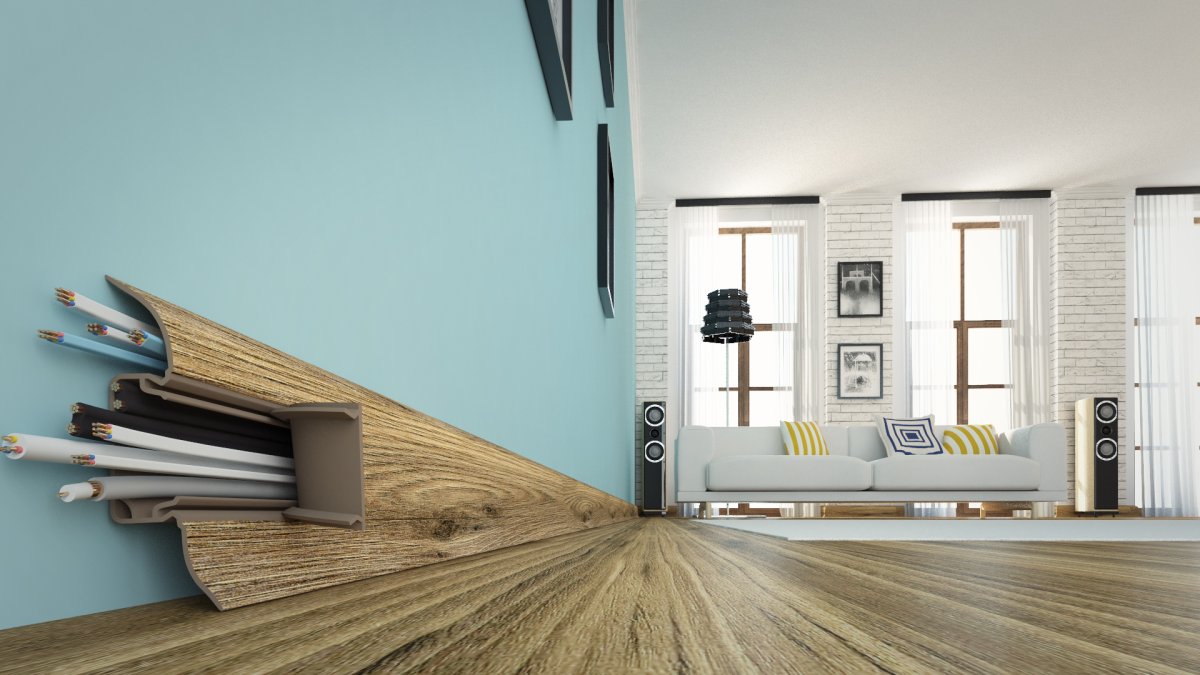 Широкий плинтус для пола в интерьере