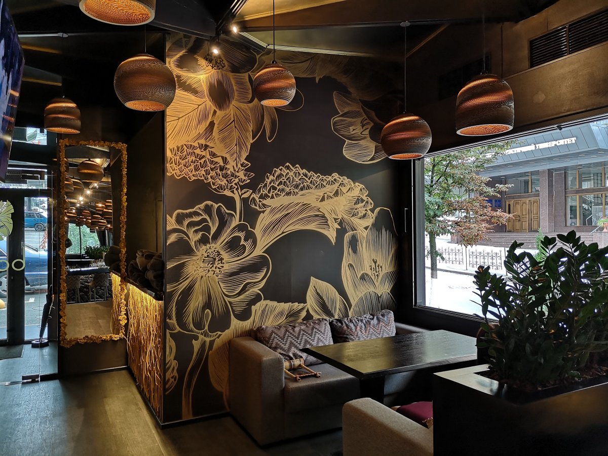 Роспись стен в интерьере кафе