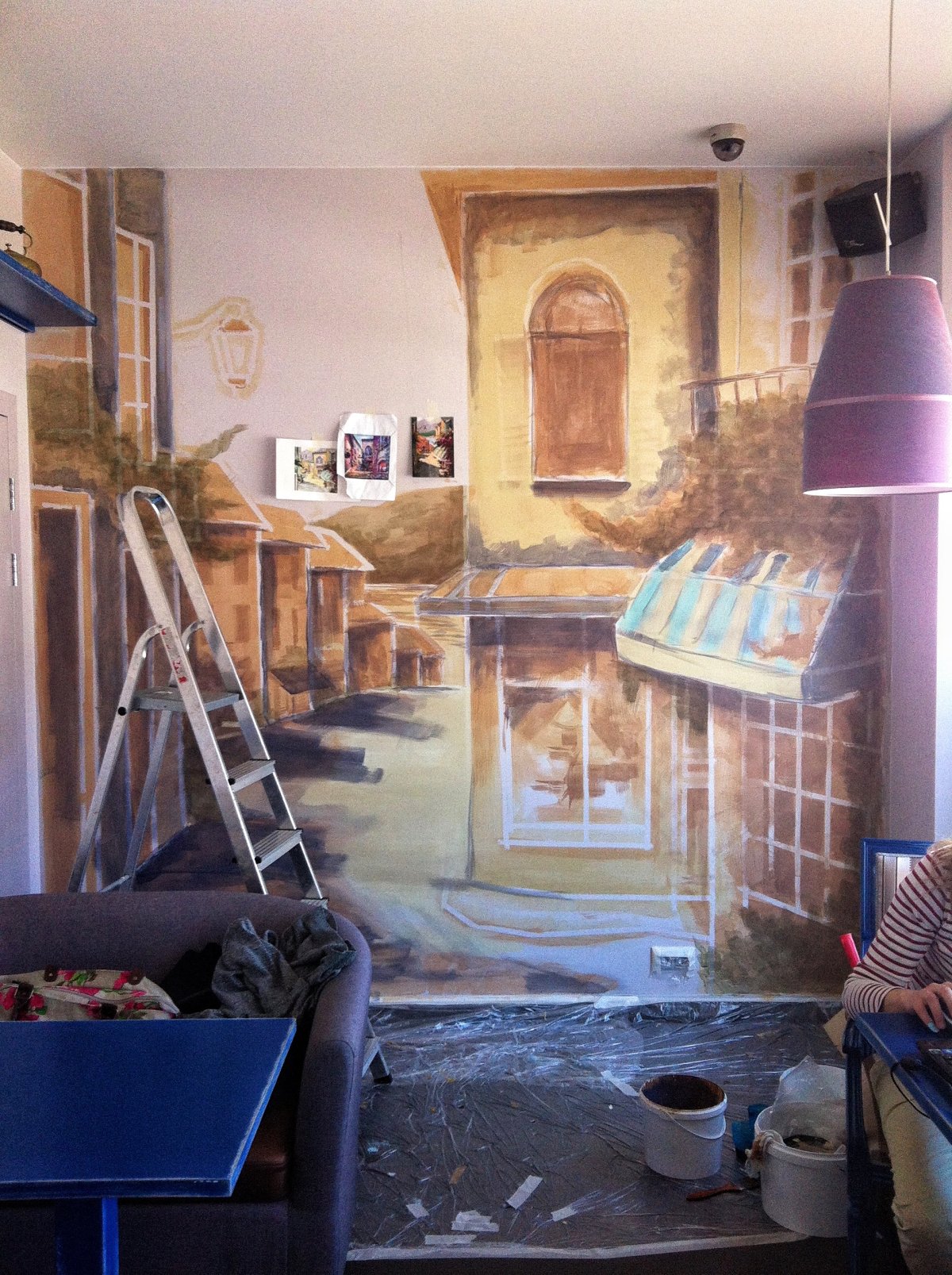 Роспись стен в кафе