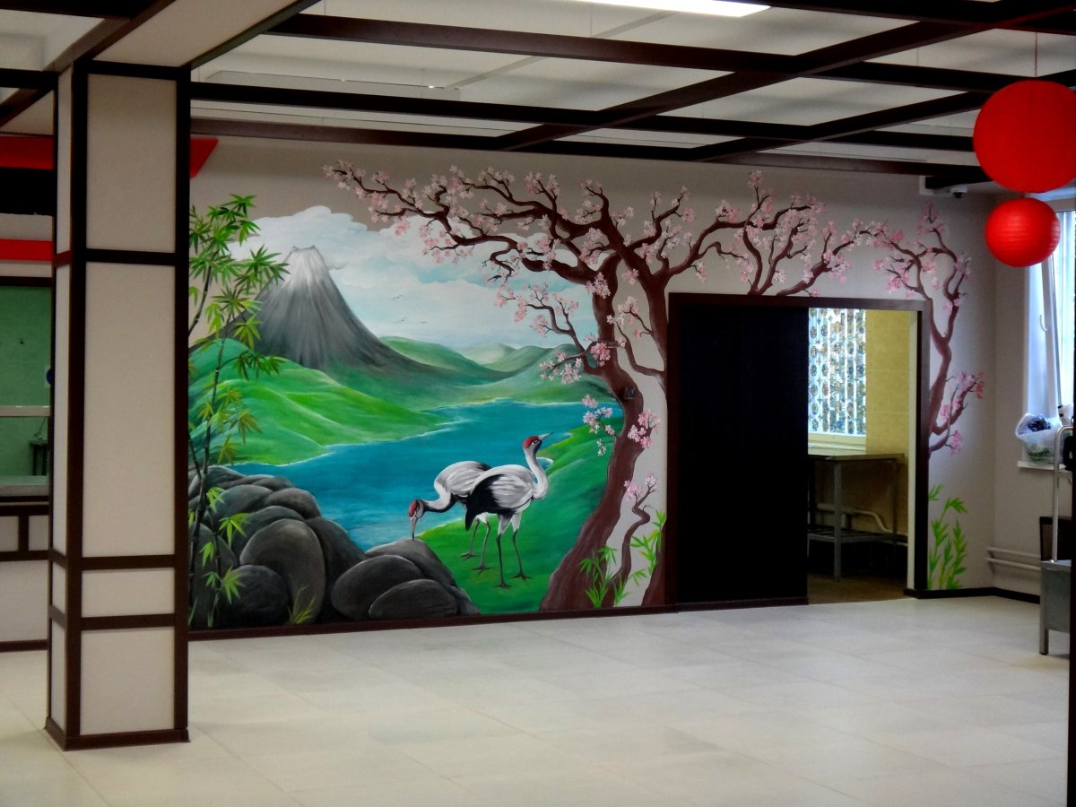 Тропический интерьер кафе