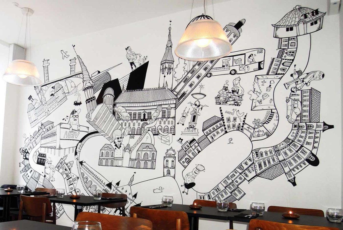 Стена в кофейне